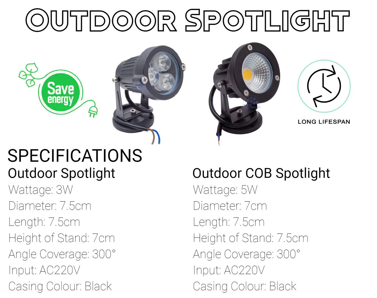 Spotlight LED indoor/outdoor 3W | Warm White 3000K 2