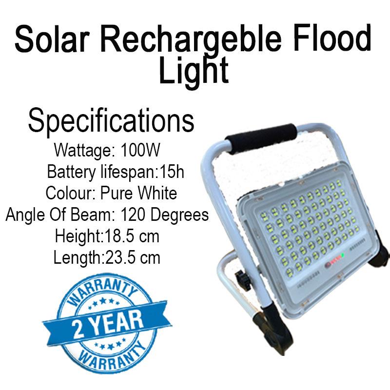 100W Solar Rechargeble Floodlight Specification
