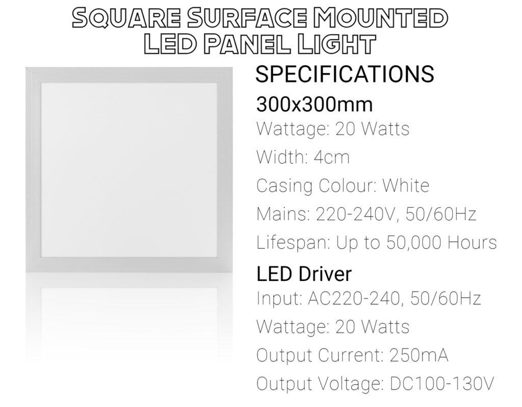 LED Ceiling Light 300x300mm 20W 2
