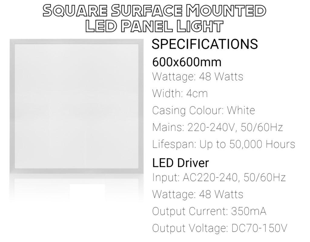 LED Ceiling Light 600x600mm 48W 1
