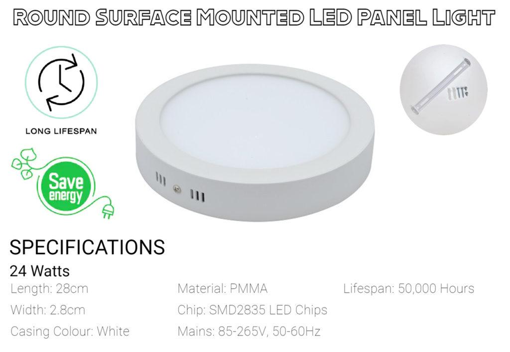 Long-Lasting LED Panel Light Led Ceiling Light 24W (Round Surface Mounted) Specification